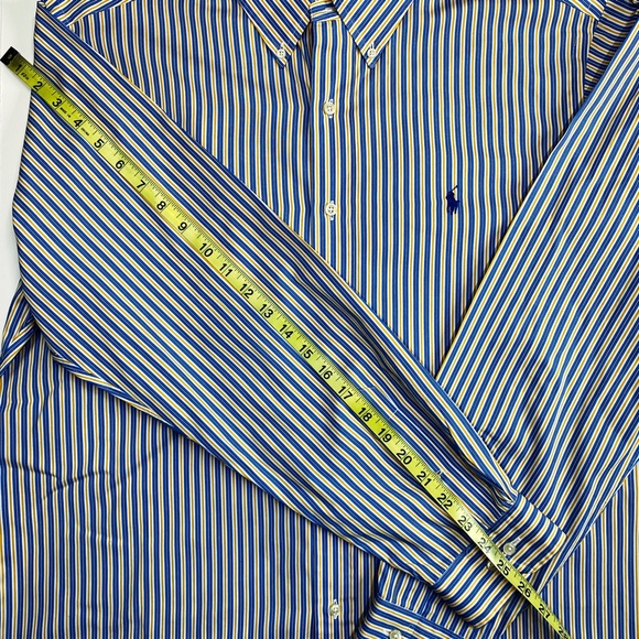 Blue/Yellow * Striped Polo Ralph Lauren Long Sleeve Classic Button Down - 16.5 - Picture 2 of 6